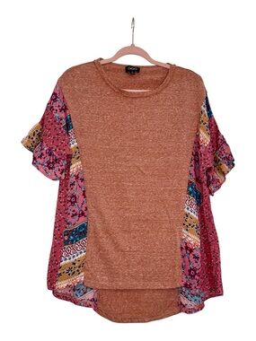 Marsala / Mauve / Rose / Teal / Golden colored ethnic printed top. SMALL. EUC!